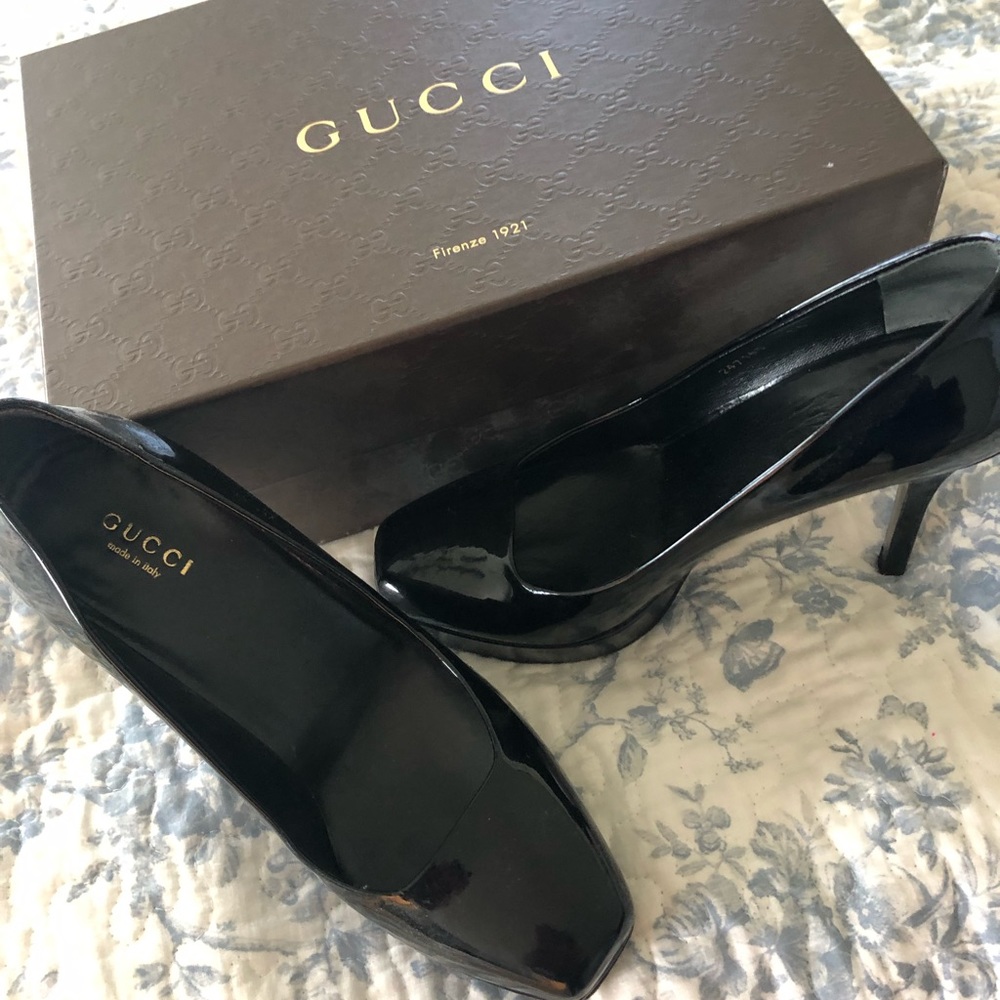 Gucci Vitello Vernice Soft Black Heels